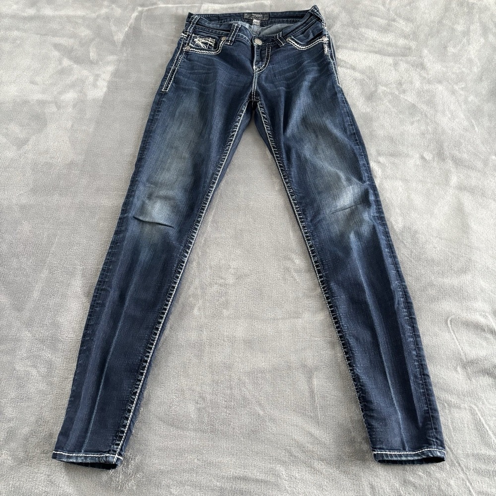 Silver Jeans Co. Dark Wash Denim Embellished Pocket Women's Jeans 27x33 - Picture 2 of 13